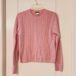 J. Crew, Pink, Cashmere, Cable knit sweater, Size M